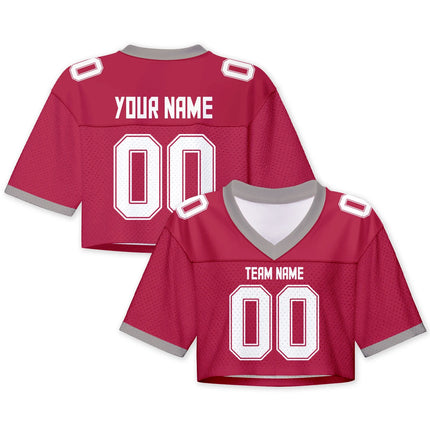 Custom American Football Jersey Crop Top for Women & Girls Plain Sporty Cropped Shirt Personalized Name Number Jerseys Fans Gift