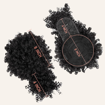 Drawstring Ponytail with Bangs Synthetic Afro Puff Ponytail Extensions Short Curly Clip in Wrap Updo Hairpiece for Women