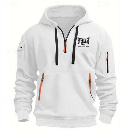 Fashion autumn and winter men's brand clothing multi-zipper design printed hoodie casual sweatshirt loose hooded jumper