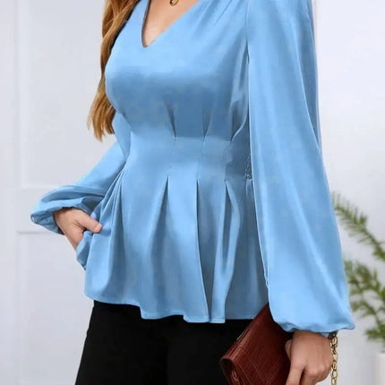 Women's Pleated Shirt | Sexy Slimming Design, Long-Sleeve Elegant Style, Cinched Waist Skirt Top