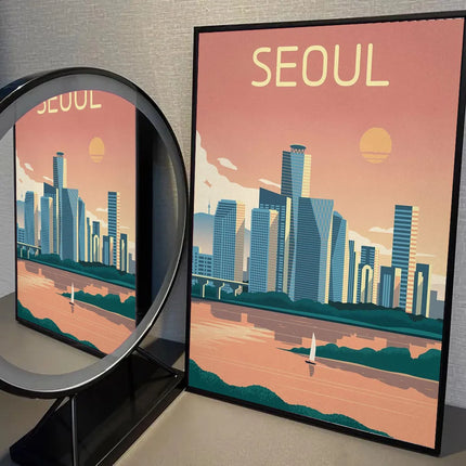 1pc South Korea Travel Poster Self-adhesive Art Waterproof Paper Sticker Coffee House Bar Room Wall Decor