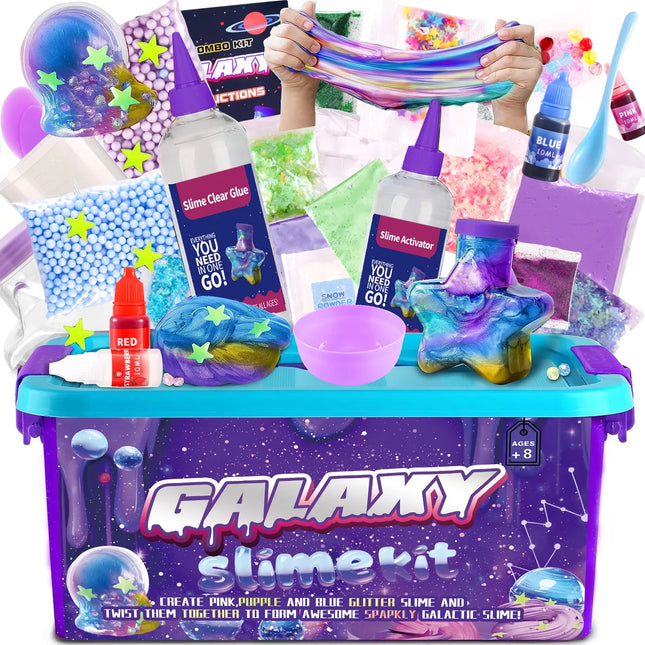 Magical Starry Sky DIY Slime Kit Fluffy Bubble Slime Fun Sensory Play Supplies for Kids Craft Party Birthday Gifts