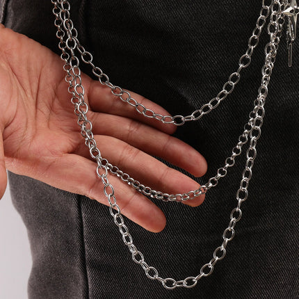 Fashion Punk Multilayer Metal Star Pendant Pant Chain Hip Hop Waist Keychain Jeans Chain Women Trendy Jewelry Accessories Gifts
