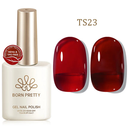 BORN PRETTY 15ml Jelly Gel Polish Milky White Nude Glitter Soak Off LED UV Gel Semi Permanent Nail Art Manicure Gel Varnish