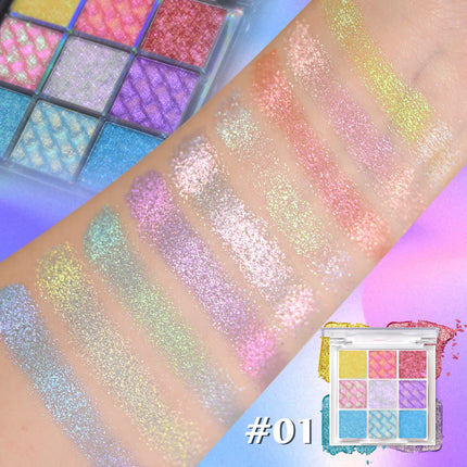 JUR MORNIER 9 Color Multichrome Eyeshadow Palette Shimmer Chameleon Eye Shadow Waterproof Vegan Cruelty Free Eye Makeup