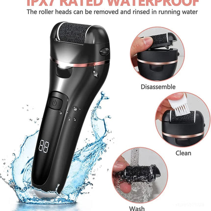 3 Heads Electric Foot File Callus Remover Professional Pedicure Machine Tools Rechargeable Waterproof Heel Dead Skin Scrubber