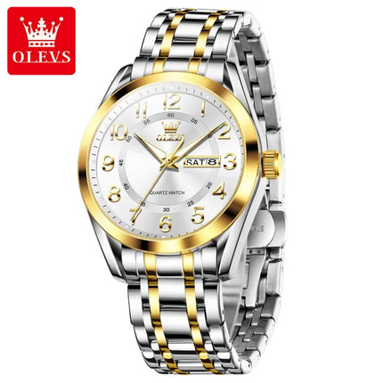 OLEVS Men's Watches Top Brand Luxury Original Quartz Watch for Men Stainless Steel Waterproof Luminous Date Week Business Watches