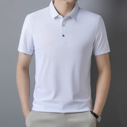 Summer New Men's Short Sleeve Ice Silk POLO Shirt Fashion Simple Men's Business Casual Pullover Large Size 5XL