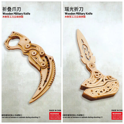 Explosions Laser Folding 3D Hand-made Jigsaw Puzzle Wooden Assembling Parent-child Butterfly Model Knife Boy Gift