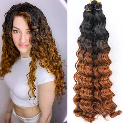 20“Deep Curly Synthetic Hair Deep Wave Bulk Crochet Braid Black Ombre Blue Brown Gray Green Purple Color Twist Braiding Hair