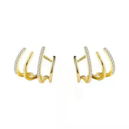 2026 New Shiny Four Claws Stud Earrings for Women Korean Rhinestone Zircon Earring Girls Birthday Party Wedding Fashion Jewelry