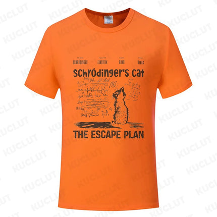 T Shirt for Men Clothing Fashion  Cat The Escape Plan Geeky Printed T Shirts Harajuku Short Sleeve Tee Casual Men's Clothing