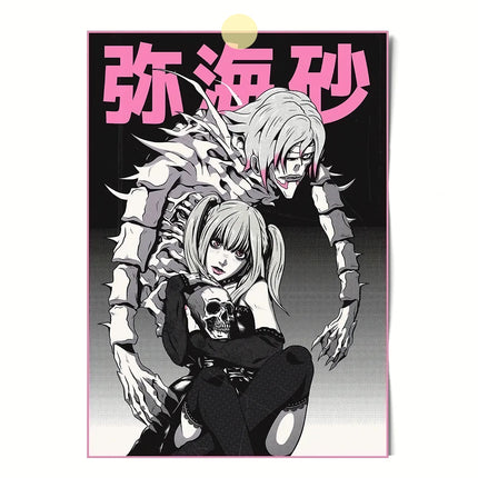 Japanese Comics Death Note Frameless Canvas Painting Poster Light Yagami Comics Peripheral Misa Amane Indoor Room Decoration