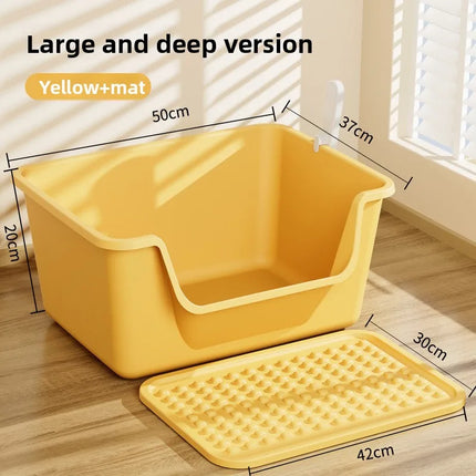 Cat Litter Box, Giant Anti-Splash Semi-Enclosed Cat Toilet, Giant Pet Litter Pan for Indoor Cats