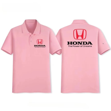 Honda New Modified Motorcycle Men's POLO Shirt Cycling Breathable Shirt Fashion Printed Short Sleeve Loose Lapel Off-Road Wear