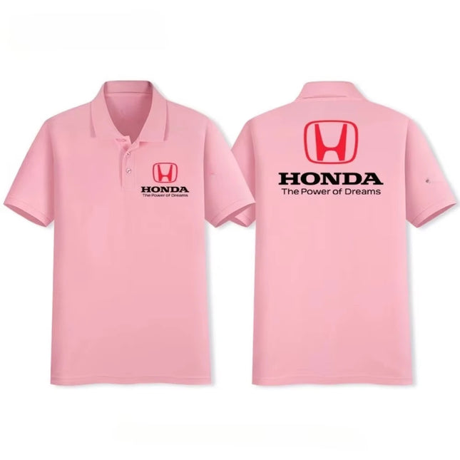 Honda New Modified Motorcycle Men's POLO Shirt Cycling Breathable Shirt Fashion Printed Short Sleeve Loose Lapel Off-Road Wear