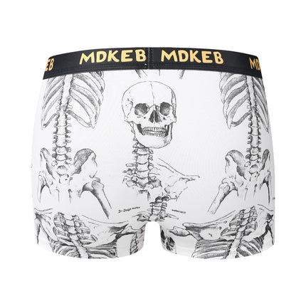 5-Pack Men's Mixed Hair Boxer Briefs with Popular Skull Print Mid-Waist Thin High Elastic Comfortable Men's Boxer Shorts