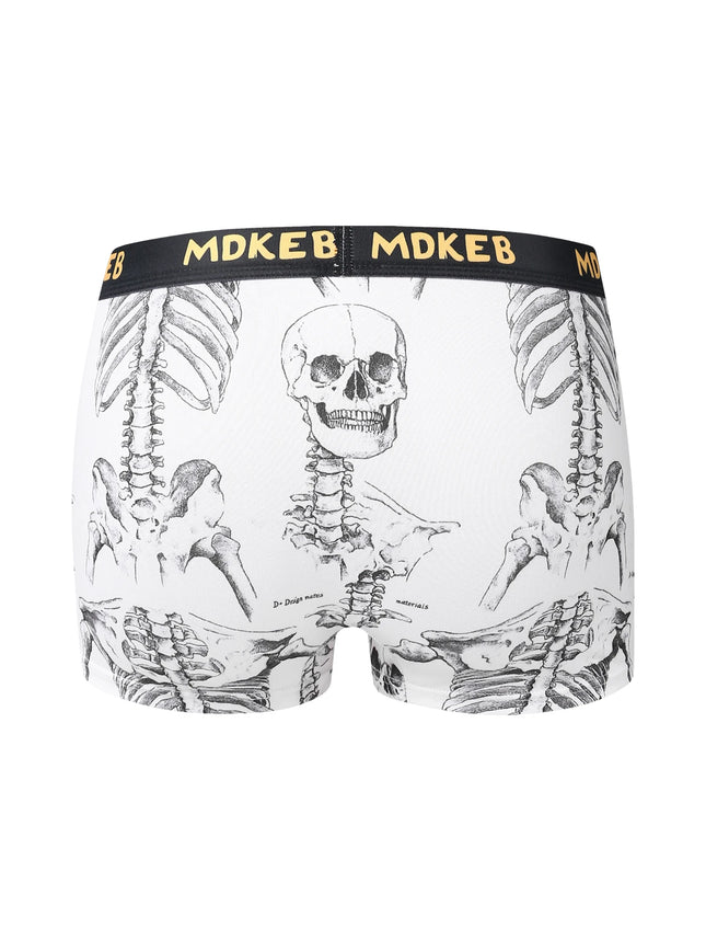 5-Pack Men's Mixed Hair Boxer Briefs with Popular Skull Print Mid-Waist Thin High Elastic Comfortable Men's Boxer Shorts