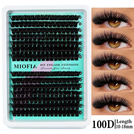 MIOFIA Wispy Thick Lashes Cluster 50D 80D 100D 150D Natural Fluffy False Eyelash Extension Cat Eye Lashes Mixed Tray Makeup