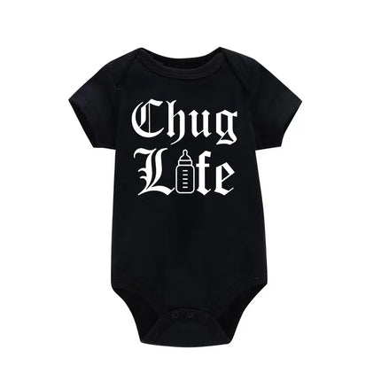 Chug Life Funny Milk Bottle Printed Newborn Baby Bodysuit Short Sleeve Infant Girls Rompers Summer Toddler Boys Ropa Clothes
