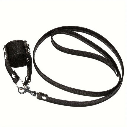 Male Leather Penis Ring Fetish Bondage Metal Chain Scrotal Cuff Traction Rope BDSM Training Penis Exercise Adult Sexual Products