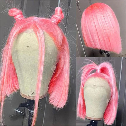 14inch Mint Green Short Bob Straight Hair Wig 13x4 HD Lace Frontal Synthetic  Preplucked  for Women drag queen