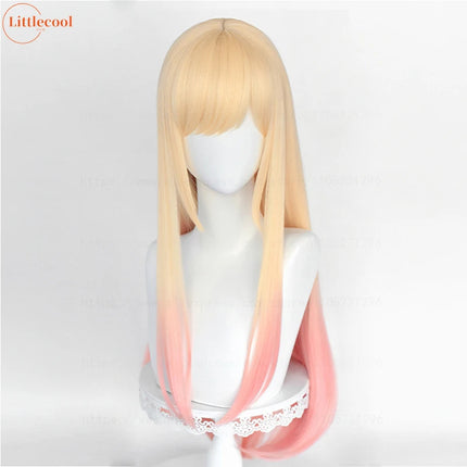 High Quality Anime Marin Kitagawa Cosplay Wig 80cm Long Straight Pink Dyeing Ombre Heat Resistant Synthetic Hair Wigs + Wig Cap