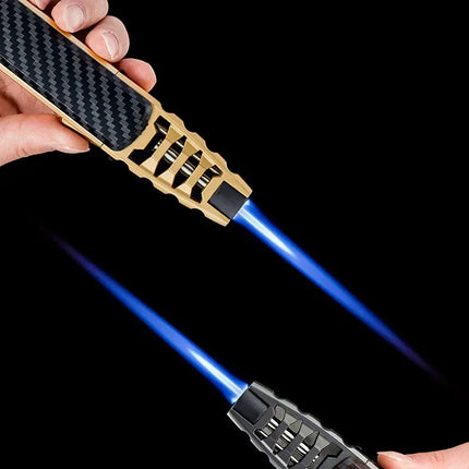 JOBON Metal Outdoor Windproof Turbine Torch Strong Fire Power Blue Flame Straight Butane Gas Lighter Gas Kitchen BBQ Welding
