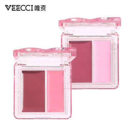 VEECCI Dual-color Watery Blush Cream Multi-functional Matte Cheek Rouge Creamy Moisturizes Longlasting Naturally Brighten Makeup