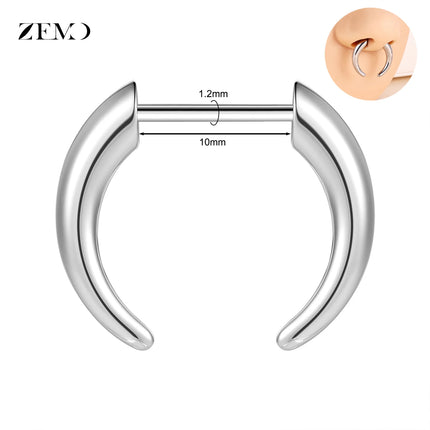 ZEMO 1 Piece 16G Horn Nose Ring Stainless Steel Threadless Septum Ring Spike Ox Horn Ear Helix Nostril Piercing Jewelry 8MM/10MM