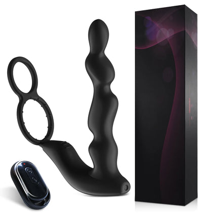 Male Prostate Massage Vibrator Wireless Control Double Ring Anal Plug Vibrator Delay Ejaculation Stimulator Sex Toys for Adult