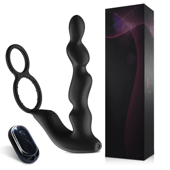 Male Prostate Massage Vibrator Wireless Control Double Ring Anal Plug Vibrator Delay Ejaculation Stimulator Sex Toys for Adult