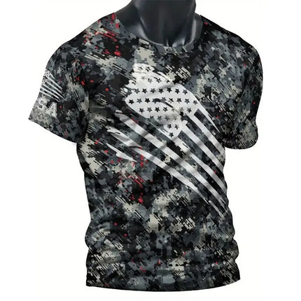Summer New Men's T-shirt Sniper Printed Short-sleeved Top Men's Fitness Breathable Short-sleeved Street Fighting People Clothing