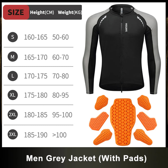 WOSAWE Men Motocross Jacket Motorcycle Pants CE Body Soft Armor Shirts Reflective Anti-fall Moto Racing Protective Gear Clothing