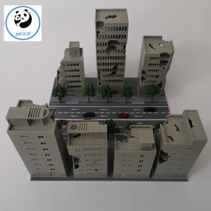 Simulation 1:300 Battle Damaged City High-rise Building Assembly Model Diy Military Sand Table Scene Layout Diorama Kit 1Pcs