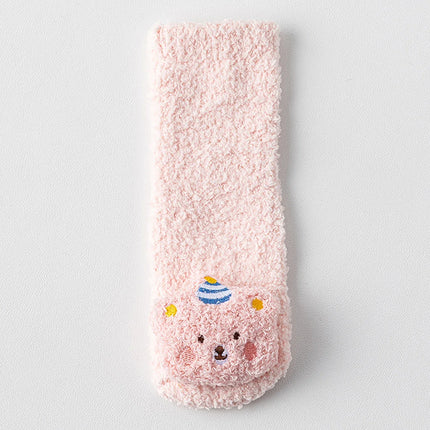 Cute Cartoon Bear Baby Sock Winter Thicken Warm Baby Boys Girls Sock Fleece Loope Todddler Kids Floor Sock
