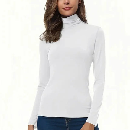Womens Turtleneck T-Shirt Set  Soft Knit Casual Long Sleeve Tops for Spring & Fall  Stylish Basic Closet Essentials