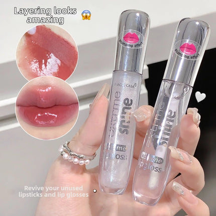 Fine Shimmer Lip Oil Gloss Long Lasting Hydrating Moisturizer Transparent Water Based Pearlescent Lip Glaze