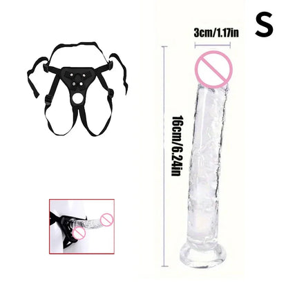 Realistic Wearable Strap On Clear Dildo Masturbator Strong Suction Cup G-spot Adult Sex Toy Suitable for Female and Male Couples