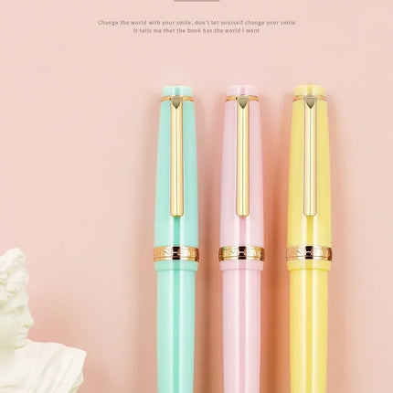 JINHAO 82 Fountain Pen Gold Trim Acrylic Barrel Silver Clip for Writing Calligraphy Signature School Office Supplies Stationery