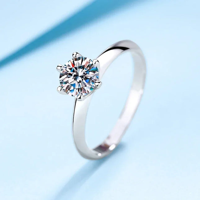 Tezzc 1-3CT VVS1 Moissanite Rings for Women Engagement Wedding Promise Solitaire Band With Certificate S925 Sterling Silver Ring