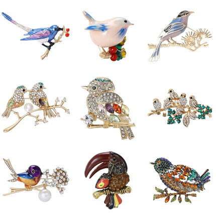 Classic Rhinestone Bird Brooches for Women Unisex Enamel Animal Pins Office Party Friend New Fashion Gifts Jewelry Accessories