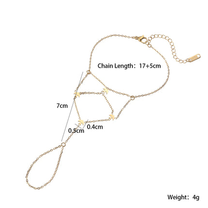 Minimalist 18K Gold Plated Stainless Steel Hand Chain Starry Sky Finger Hand Bracelet Waterproof Fashion Women Jewelry