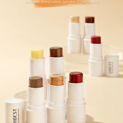 QIBEST Multi-functional Makeup Balm Pearlescent Highlights Stick Cheek Blush Brighten Highlight Stick Lip Balm Contour Pen