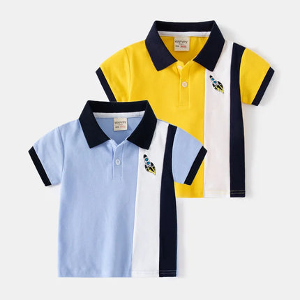 Baby Boys Polo Shirts Kids Short Sleeved T-shirt Cartoon Embroidery Blouses 2025 Summer 2 To 7 Yrs Children's Clothing Toddler