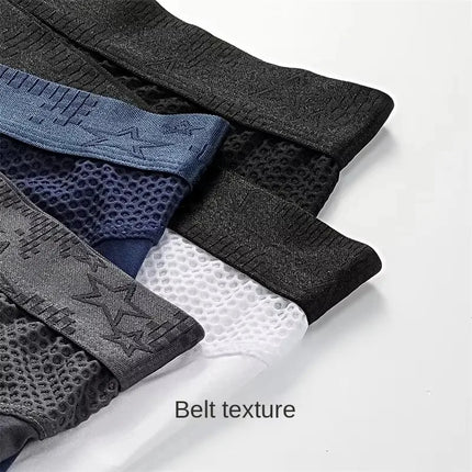 Men's Long Boxer Underwear Man Sexy U Convex Mesh Breathable Panties Extended Wear-Resistant Legs Men Boxershorts Plus Size 6XL