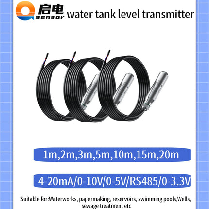 4-20mA 0-500m Hydrostatic Liquid Level Sensor 0-10V 5m 10m Oil Fuel Water Transmitter RS485 Tank Well Level Control Detector