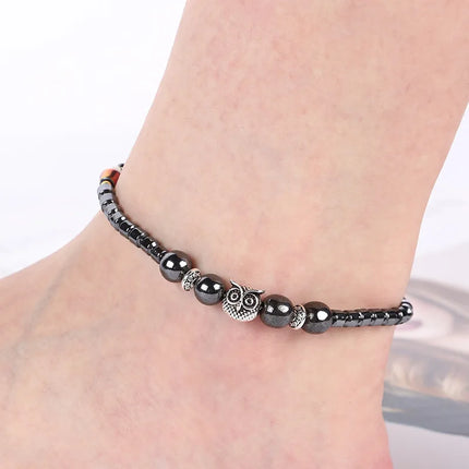 Flat Bead Magnets Magnetic Therapy Bracelets Anklet Pain Relief Slimming Health Jewelry Weight Loss Magnet Anklets for Women Men