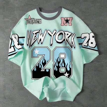 Girl's Boy's Sports Jersey New York 28 Print Short Sleeve T-Shirt Summer Graphic Tee Plus Size Men's Women's Sports T-Shirt