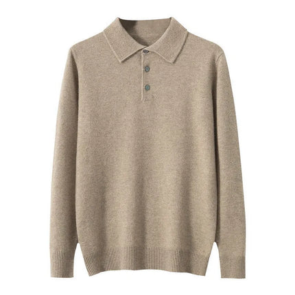 100% Pure Wool Cashmere Sweater Men's POLO Neck Knitted Pullover Autumn Winter New Warm Top Fashion Korean Edition Jacket